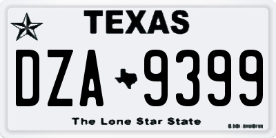 TX license plate DZA9399