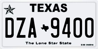 TX license plate DZA9400