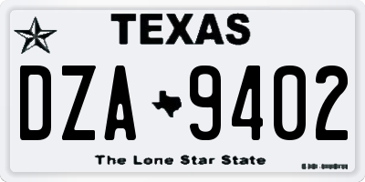 TX license plate DZA9402