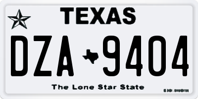 TX license plate DZA9404