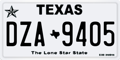 TX license plate DZA9405