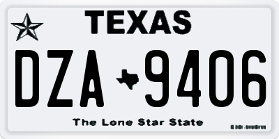 TX license plate DZA9406