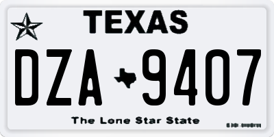TX license plate DZA9407