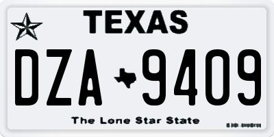 TX license plate DZA9409