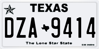 TX license plate DZA9414