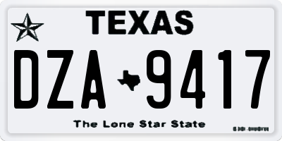 TX license plate DZA9417