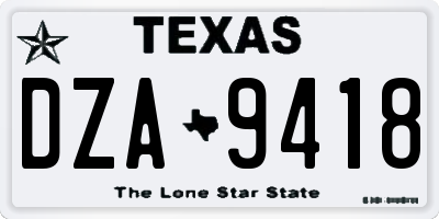 TX license plate DZA9418