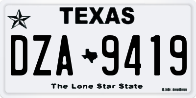 TX license plate DZA9419