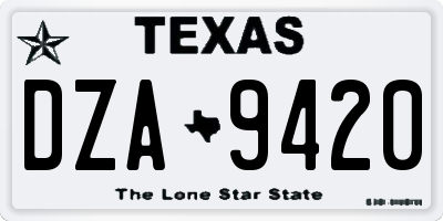 TX license plate DZA9420