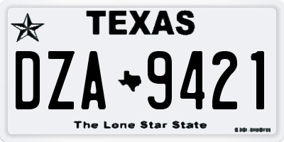 TX license plate DZA9421