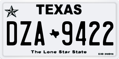 TX license plate DZA9422