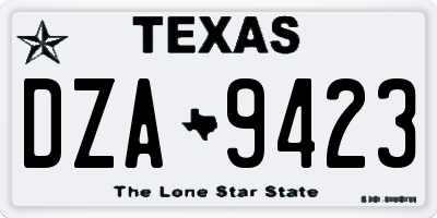 TX license plate DZA9423