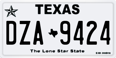 TX license plate DZA9424