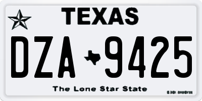 TX license plate DZA9425