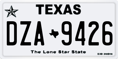 TX license plate DZA9426
