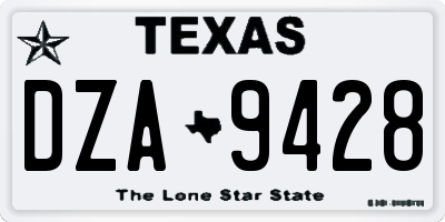 TX license plate DZA9428