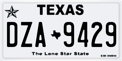 TX license plate DZA9429