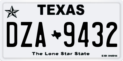 TX license plate DZA9432