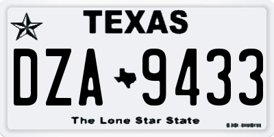 TX license plate DZA9433