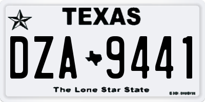 TX license plate DZA9441