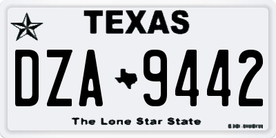 TX license plate DZA9442