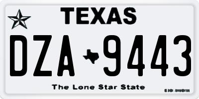 TX license plate DZA9443