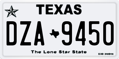 TX license plate DZA9450