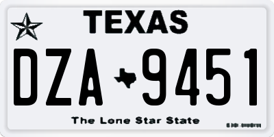 TX license plate DZA9451