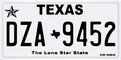 TX license plate DZA9452