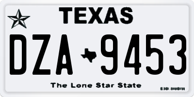 TX license plate DZA9453