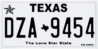 TX license plate DZA9454