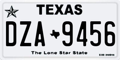 TX license plate DZA9456