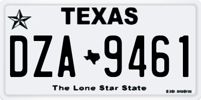 TX license plate DZA9461