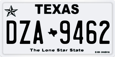 TX license plate DZA9462