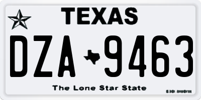 TX license plate DZA9463