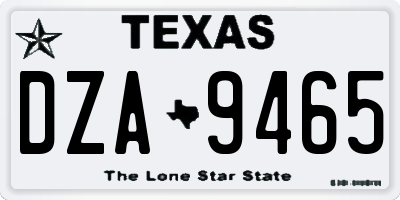 TX license plate DZA9465