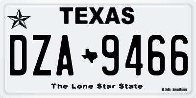 TX license plate DZA9466