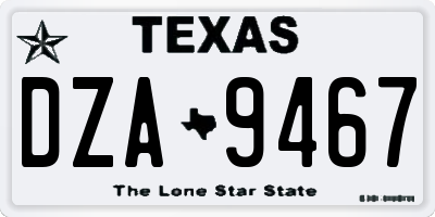 TX license plate DZA9467