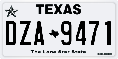 TX license plate DZA9471