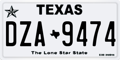 TX license plate DZA9474