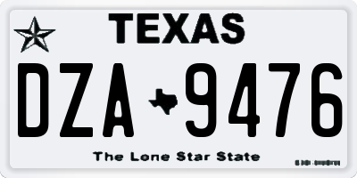 TX license plate DZA9476