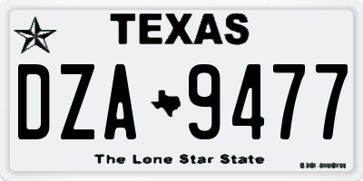 TX license plate DZA9477
