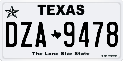 TX license plate DZA9478
