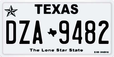 TX license plate DZA9482