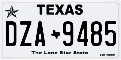 TX license plate DZA9485
