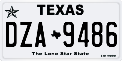 TX license plate DZA9486