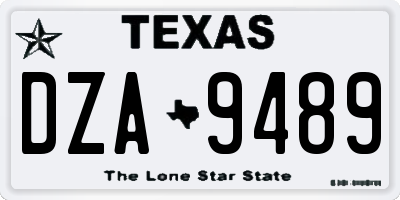 TX license plate DZA9489