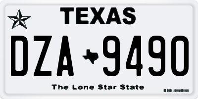 TX license plate DZA9490