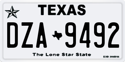 TX license plate DZA9492