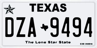 TX license plate DZA9494